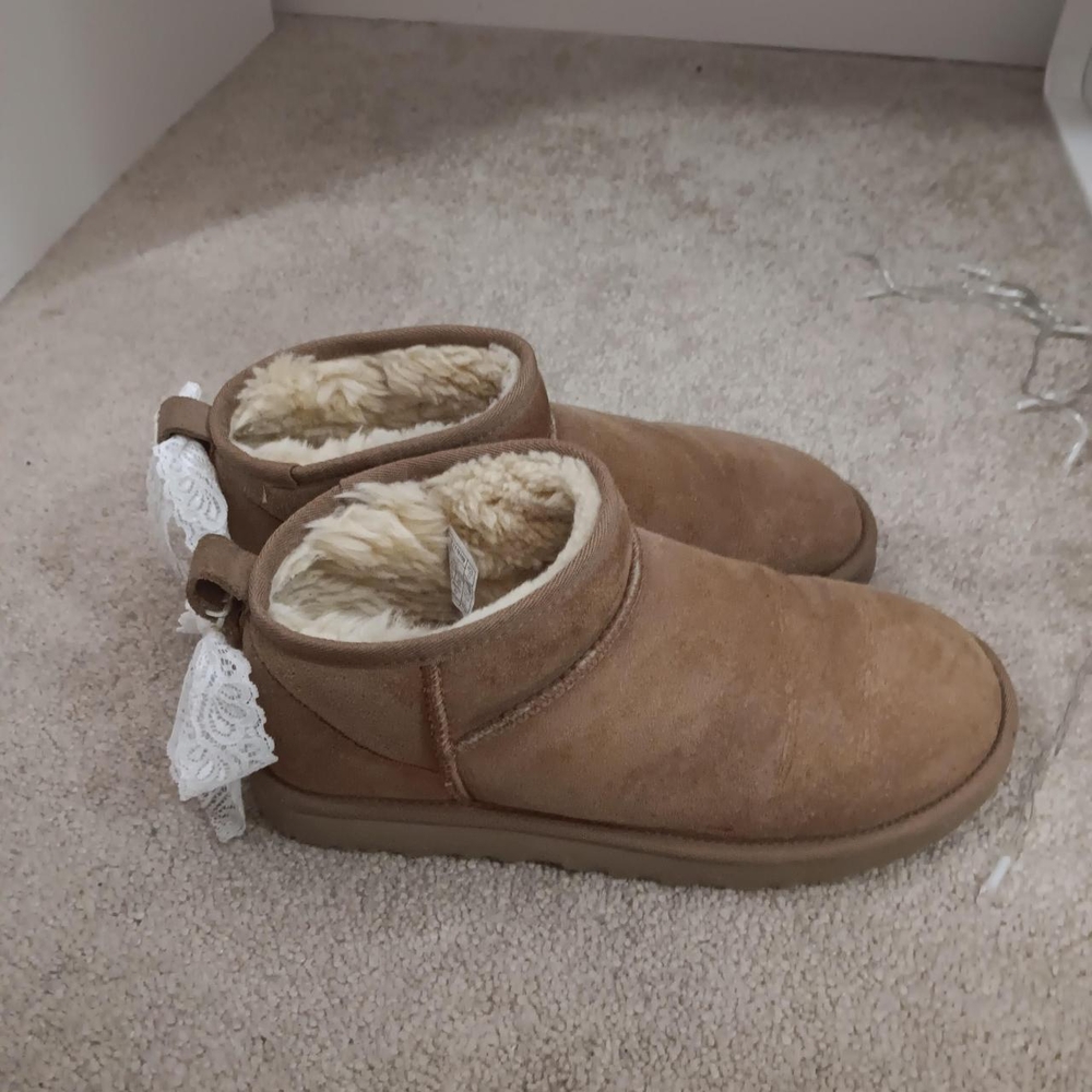 Cozy Chestnut UGG Suede Boots With Custom Bow Detailing